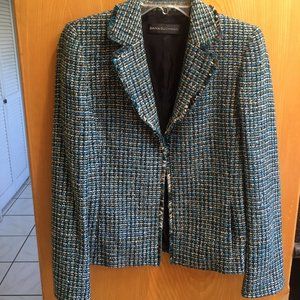 Dana Buchman fringed tweed blazer, lined, Size 2